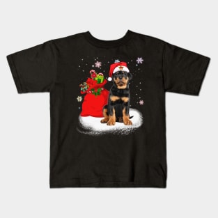 Christmas Santa Rottweiler Kids T-Shirt